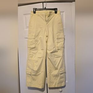 Wild Fable mid-rise, wide-leg, cotton-blend cargo pants in yellow